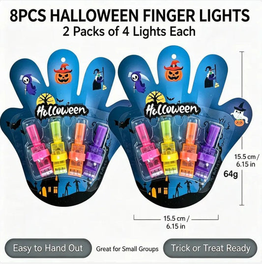 Boolume Ghost Glow Finger Lights — 8-piece Halloween LED finger projection light party packs